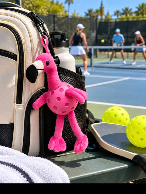 Fizz the Flamingo Plush Pickleball Bag Charm